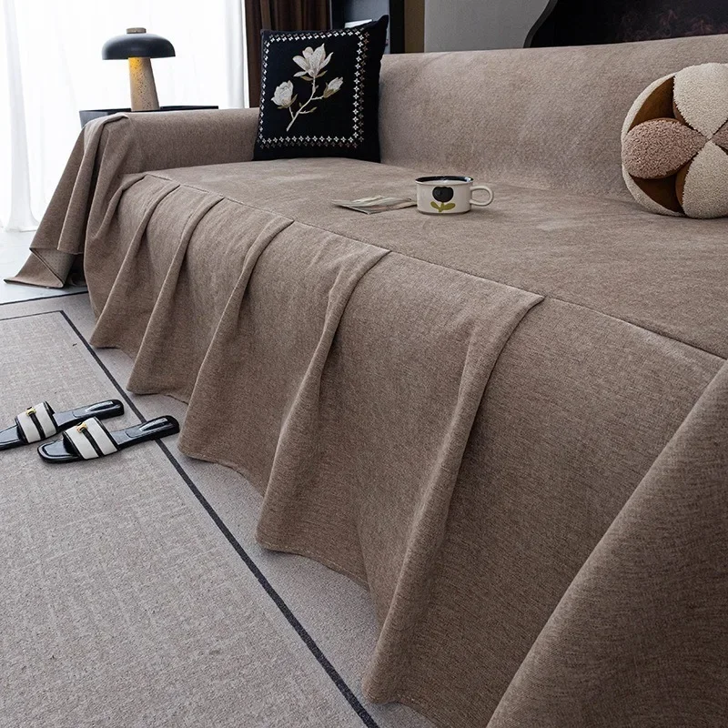 Cream Style Chenille Sofa Cover with Silicone Particles Waterproof Anti Slip Nordic Style Four Season Universal Sofa Blanket