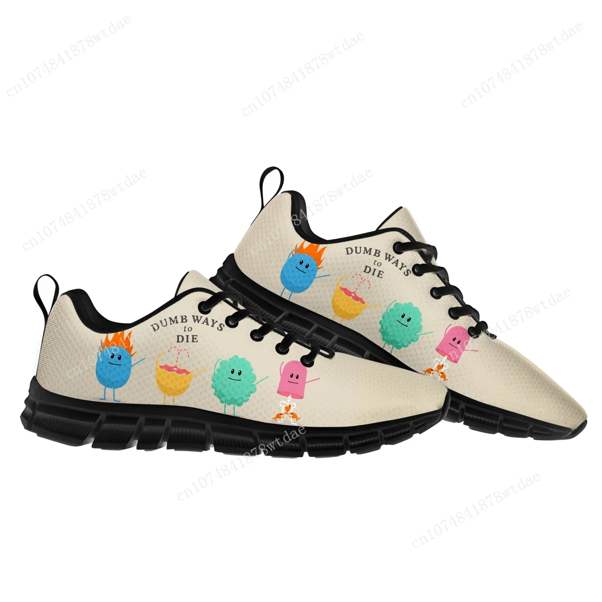 รองเท้ากีฬา Dumb Ways To Die สำหรับผู้ชายและผู้หญิง รองเท้าผ้าใบใส่สบาย คุณภาพสูง ลายการ์ตูนอนิเมะ มังงะ รองเท้าผ้าใบแบบกำหนดเอง