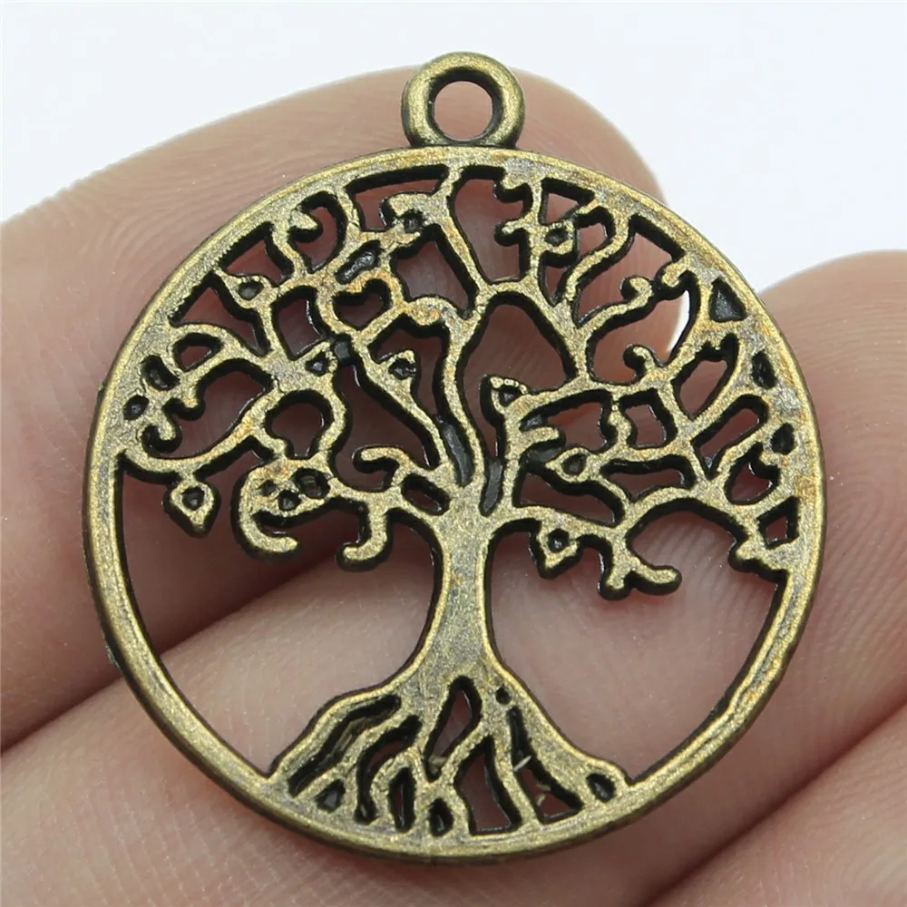 WYSIWYG 10pcs 25x25mm Charm Tree Of Life 3 Colors Round Tree Charms Tree Of Life Pendant Charms For Jewelry Making