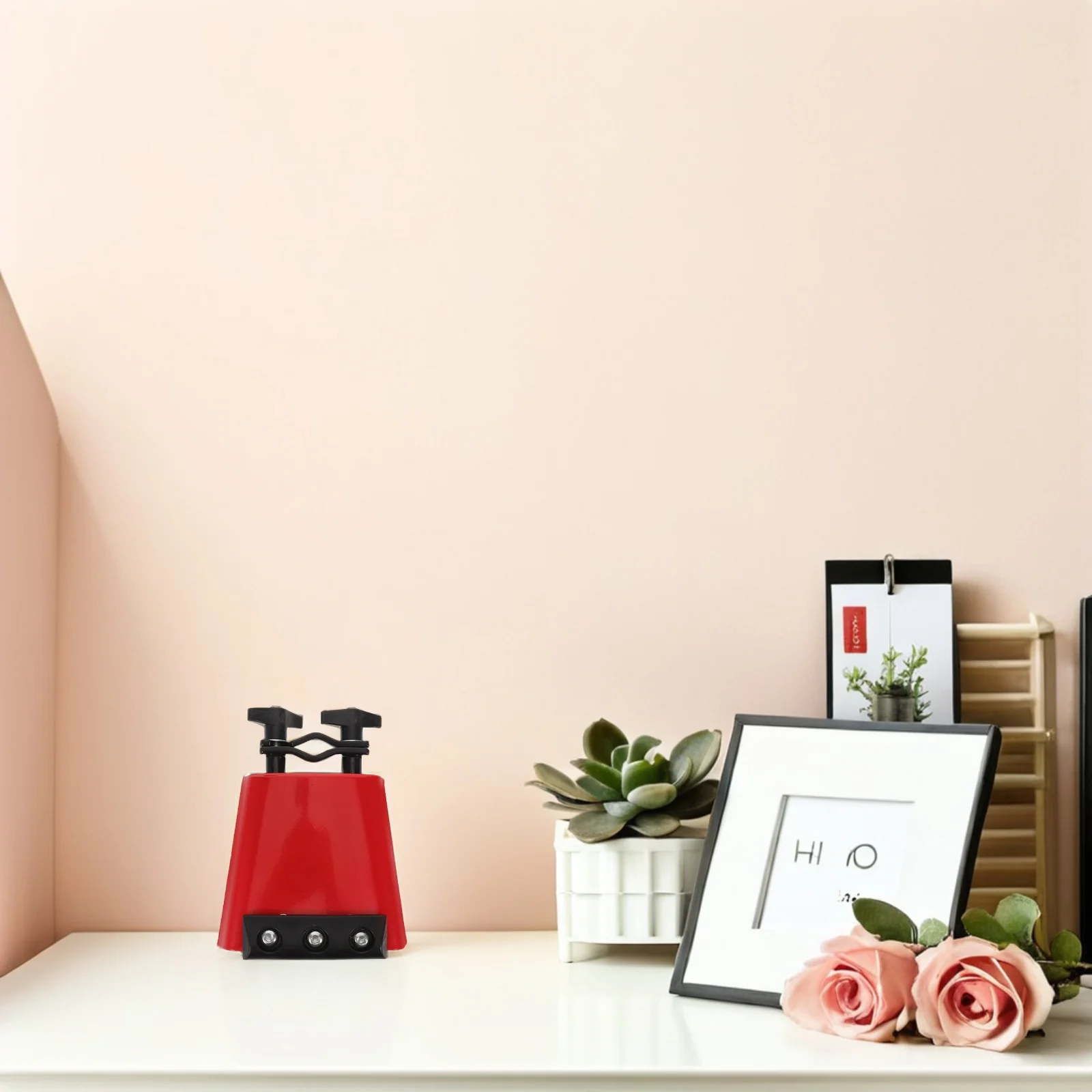 

Mountable Drum Set Cowbell Red Metal Clip on Muffler Strip Sound Control Percussion Instrument Cowbell Drum Percussion Bell