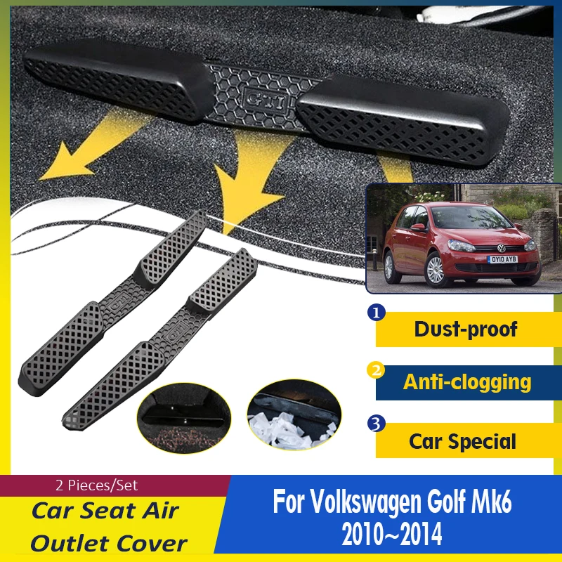 For Volkswagen VW Golf 6 Mk6 5 2010~2014 Car Air Outlet Cover ABS Under Seat Conditioner Vent Protection Styling Car Accessories