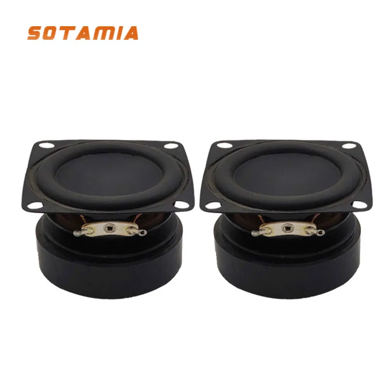 SOTAMIA 2Pcs 2 Inch Portable Audio Sound Music Speakers Units 4 Ohm 10W DIY Bluetooth Amplifier Speaker Rubber Side Loudspeaker