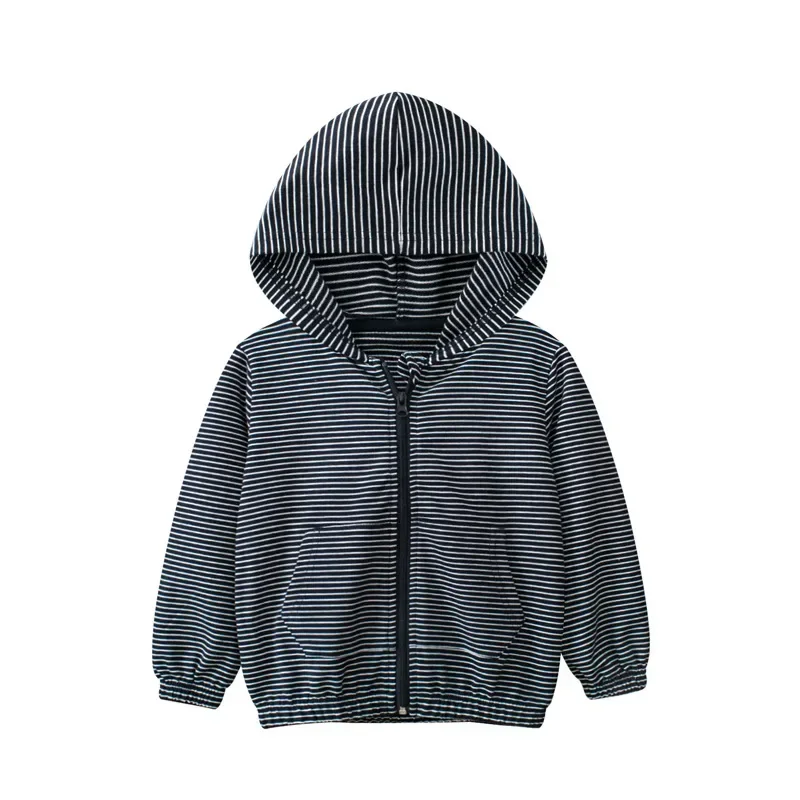 Children's Clothing Boys Versatile Striped Cardigan Jacket 2025 Spring Clothes New Kids Long Sleeve Zipper Hoodie