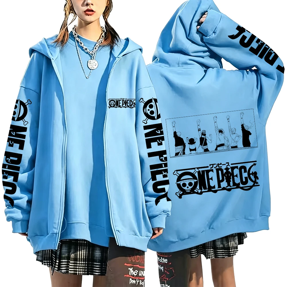 One Piece Manga Partner-Tag-Print 2026 Neue Japanische Anime-Mode Y2K Lässige Sportbekleidung Herren-Paar-Stil Zip-Up-Hoodie
