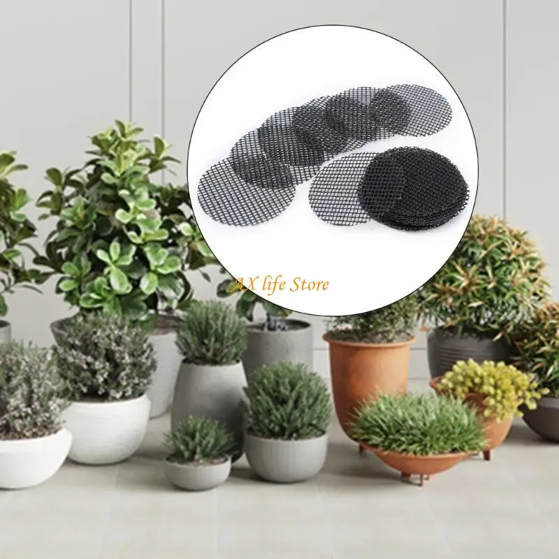 

J2HA 50Pcs Flower Pots Hole Mesh Pad Plastic Mesh Screen Bonsais Pots Drainage Hole