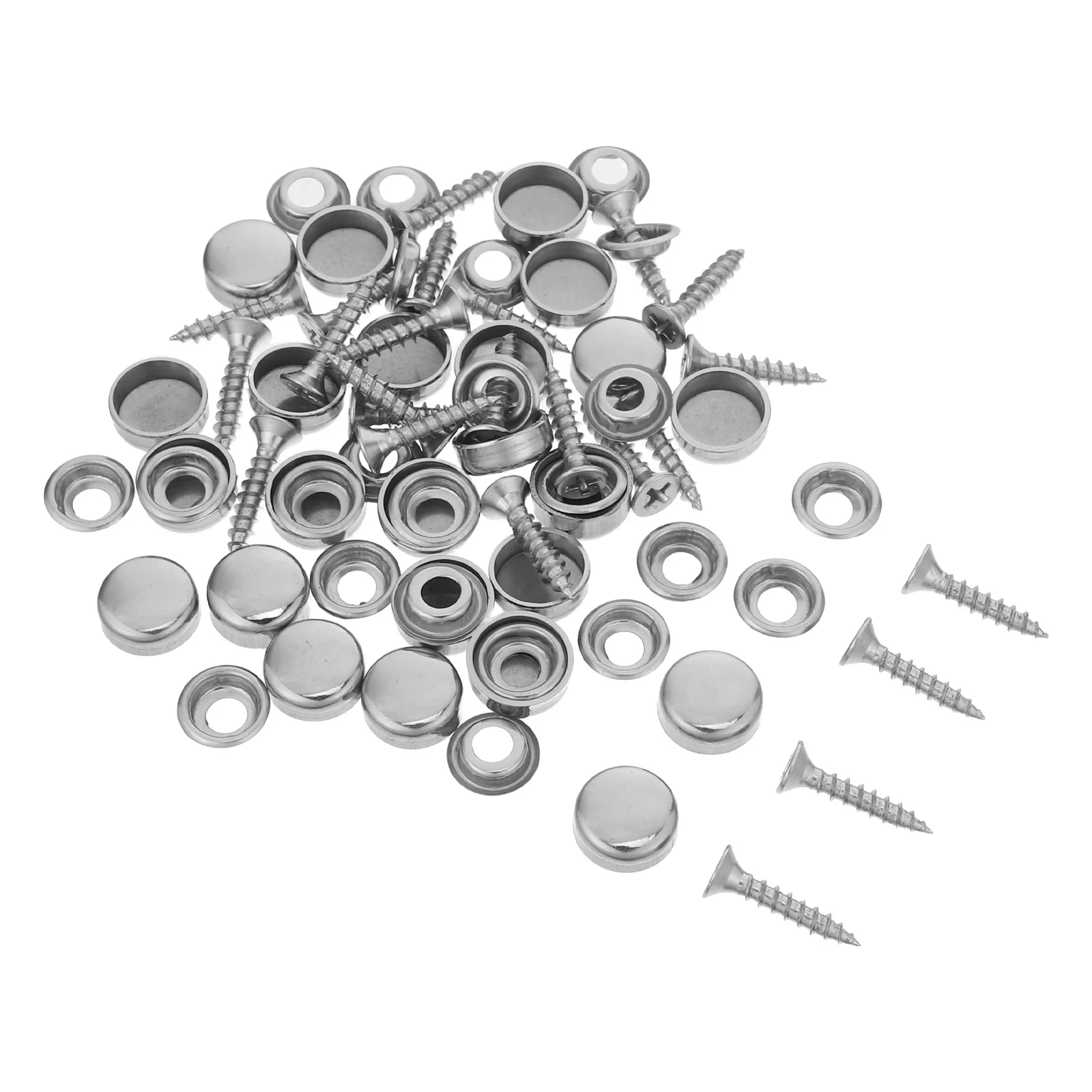 

24 set Stainless Steel Screw Caps 14Mm Brushed Self-Tapping Decorative Covers For Wall Cabinet Mirror Furniture Fixtures