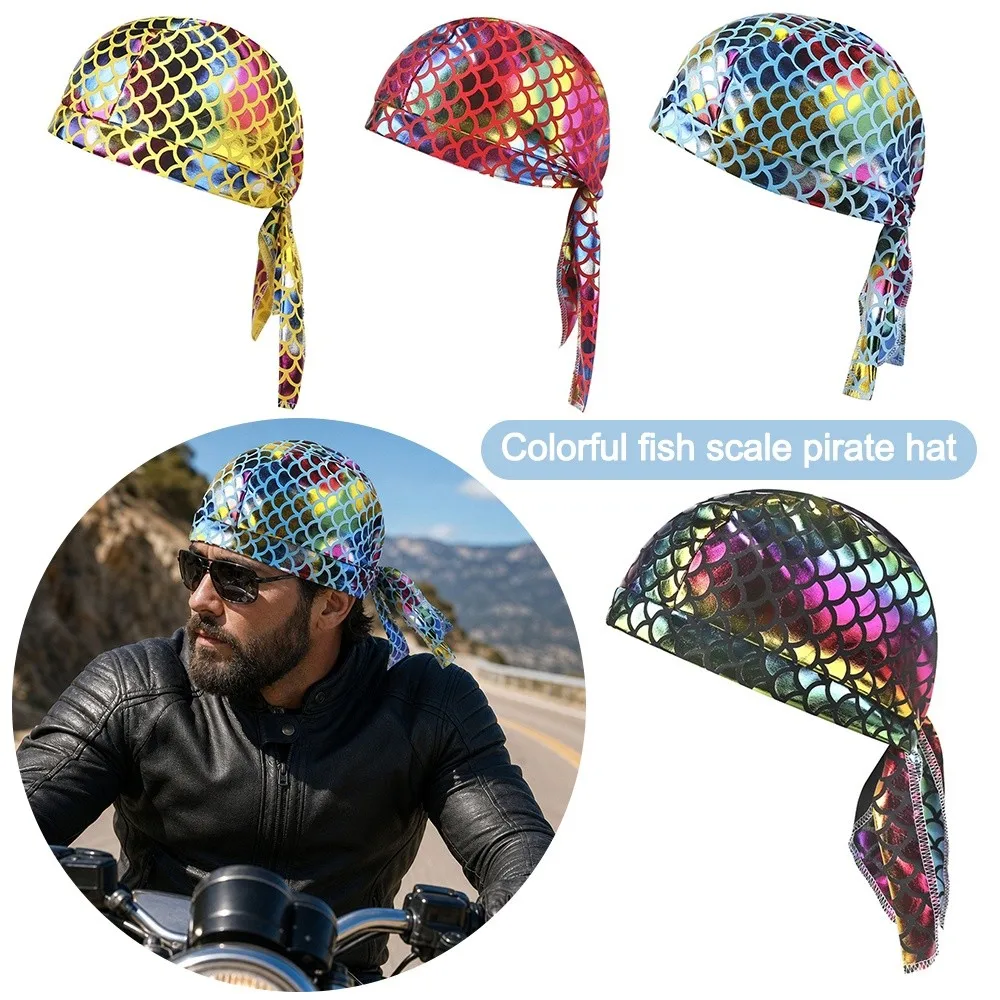 Shiny Fish Scale Print Bandana Hat Quick Dry Breathable Sports Headscarf Comfortable UV Protection Cycling Headband Running