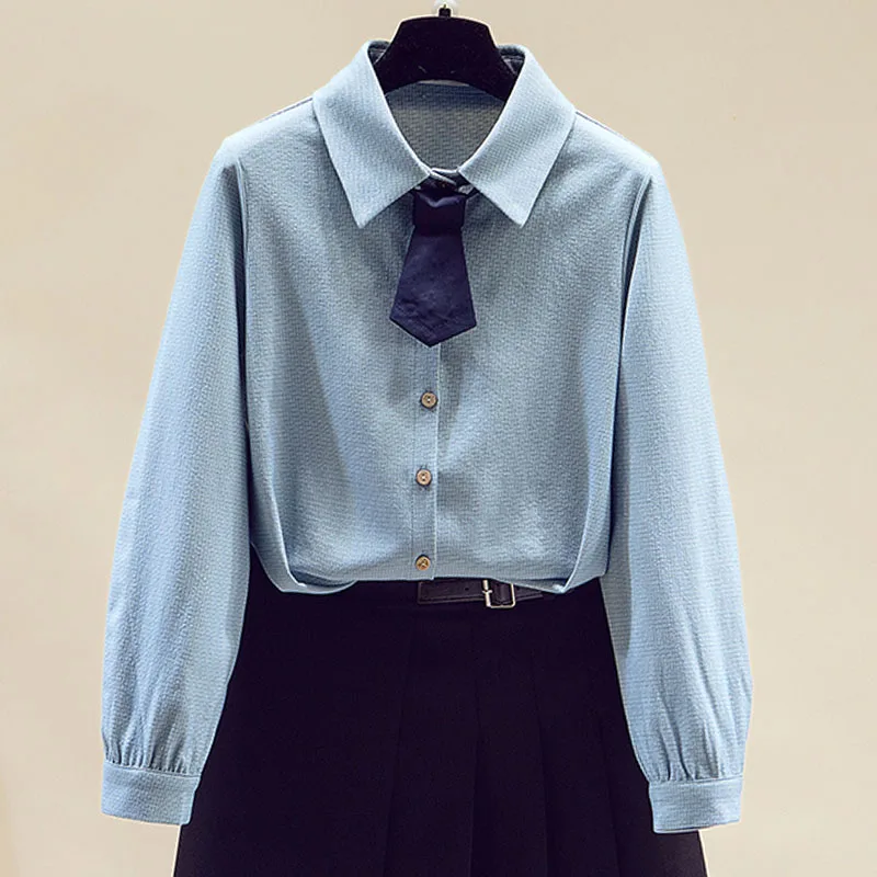 

Women Shirt Blouse New Long Sleeve Turn Down Collar Plaid Bow Tie Shirt Blouse Women Tops Blouses Shirts Blusas Para Mujer Q676