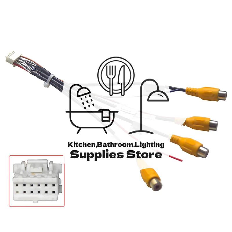 12Pin Cable Adapter For Android Head Unit 360 Panoramic Camera System DIY Installation Accessory