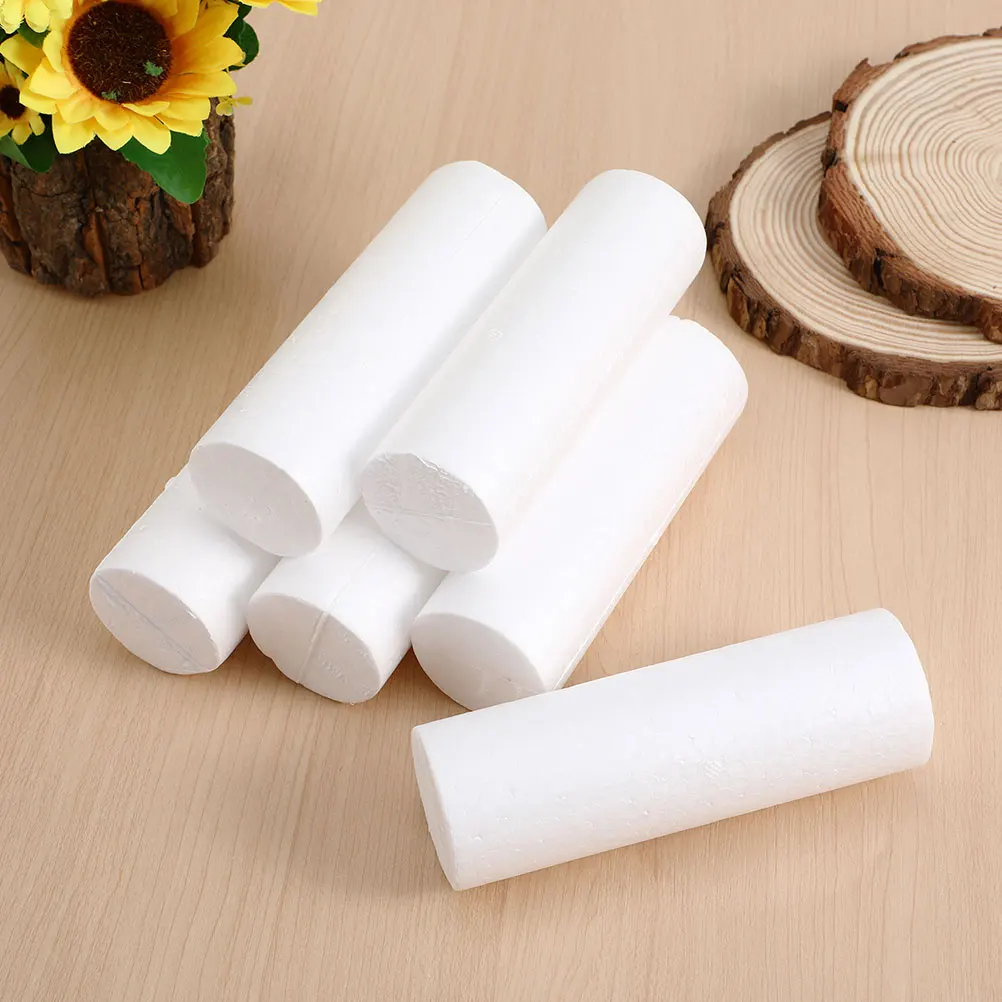 6pcs 10cm 20cm White Cylinder Shape Polystyrene Foam Modelling Cylinder Pillar Ornaments DIY Craft Christmas Decoration