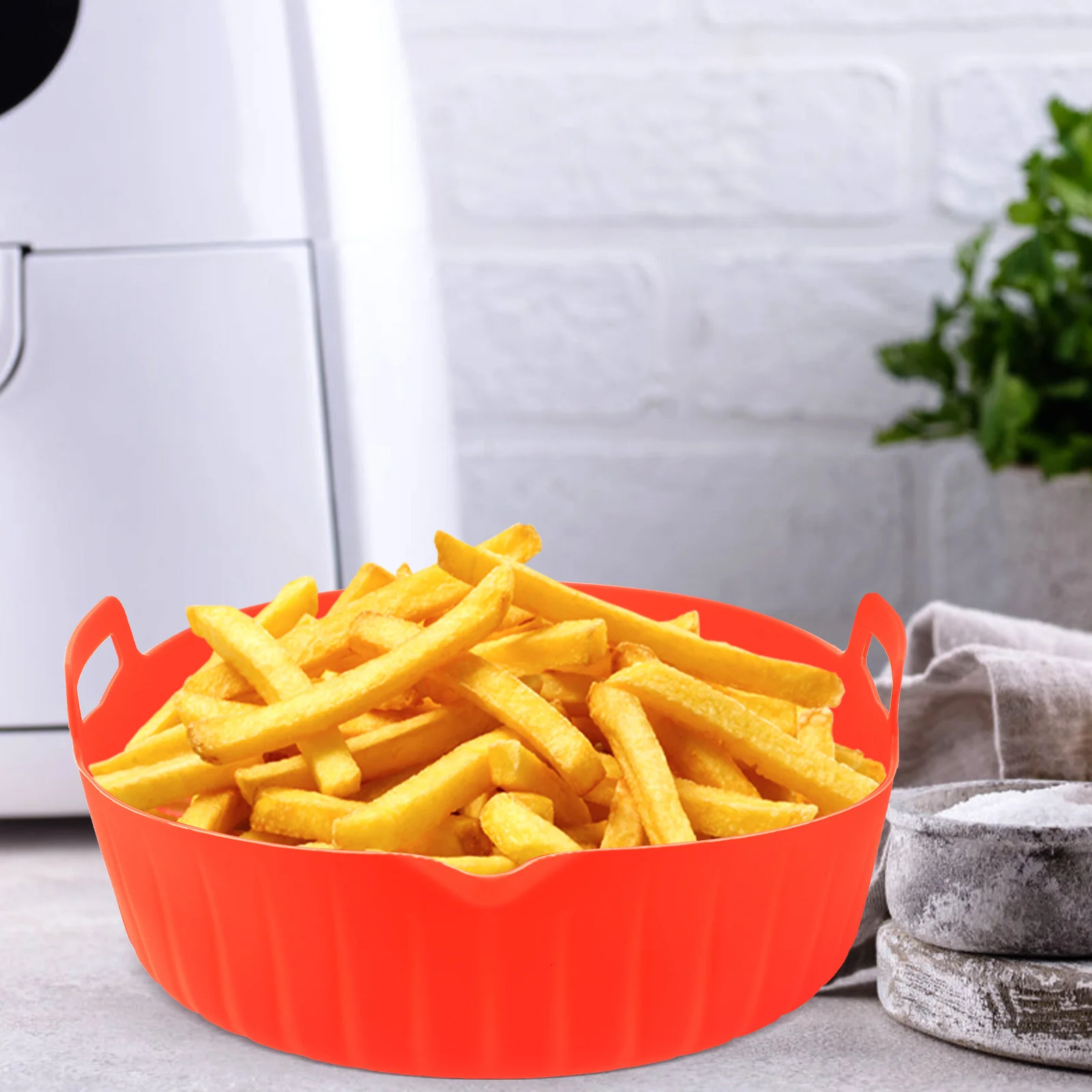 

Air Fryer Silicone Pot Round Non-Stick Washable Heat Resistant Air Fryer Basket Liner Compatible Oven Microwave Steamer
