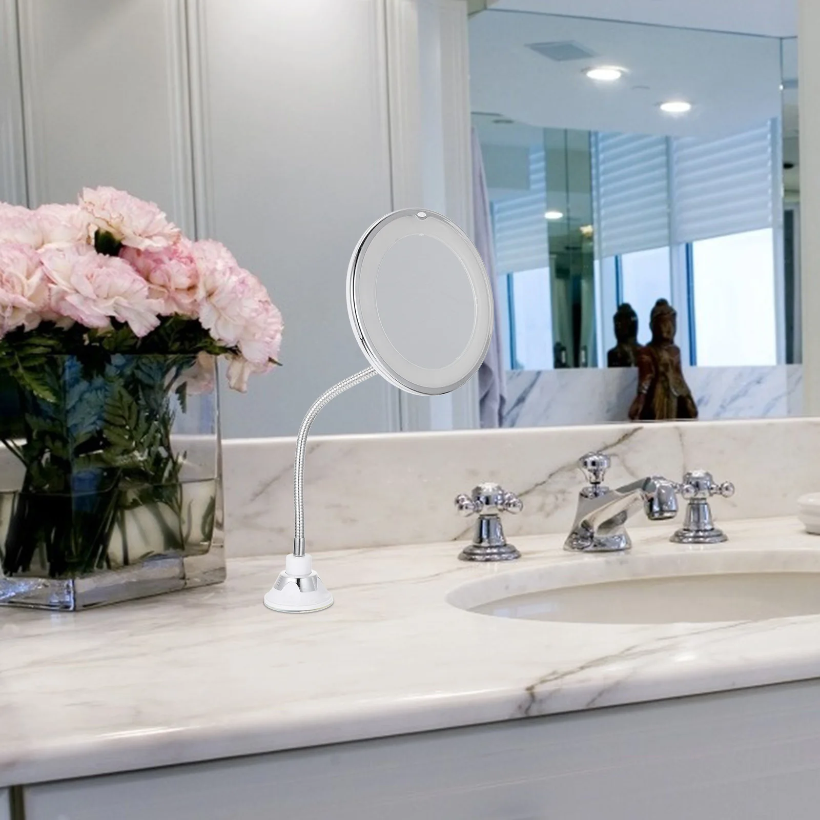 

10x Magnifying Makeup Mirror LED Light Powerful Suction Cup Bathroom Tabletop Vanity Magnifying Cosmetics Mirror