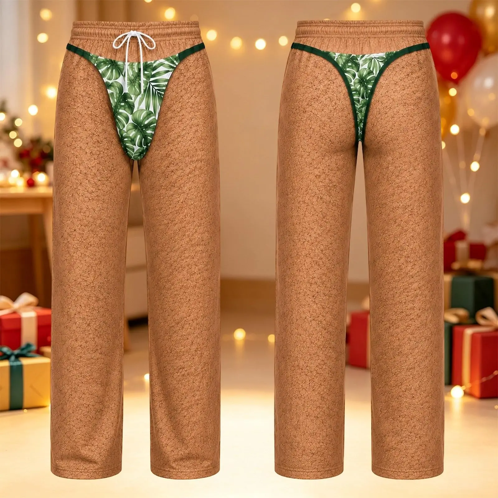 Fun Uniquely Designed 3D-printed Realistic Underwear, with Simulated Skin-like Prints; Novel and Lifelike Holiday Party Trousers