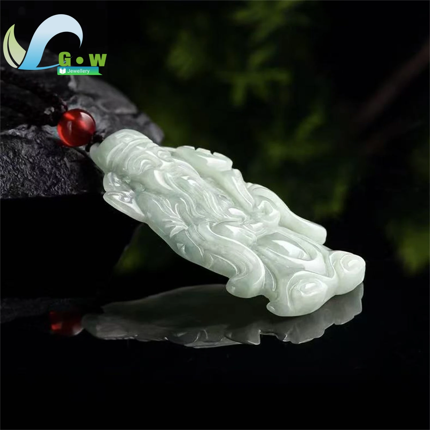 Natural A Grade Jadeite Light Green God of Wealth Pendant Icy Carved Hanging Ornament Unisex Ethnic Style Jewelry Gift
