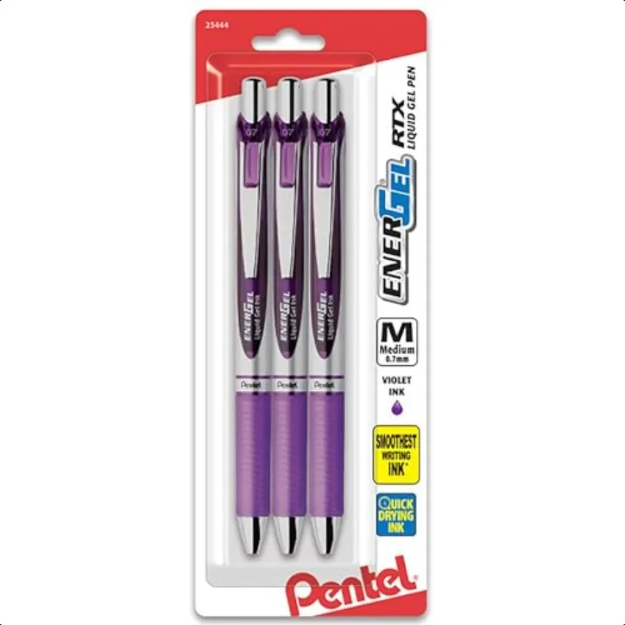 

EnerGel XM BL77 Retractable Liquid Gel Ink Pen 0.7mm 54 Recycled Purple Pack of 3