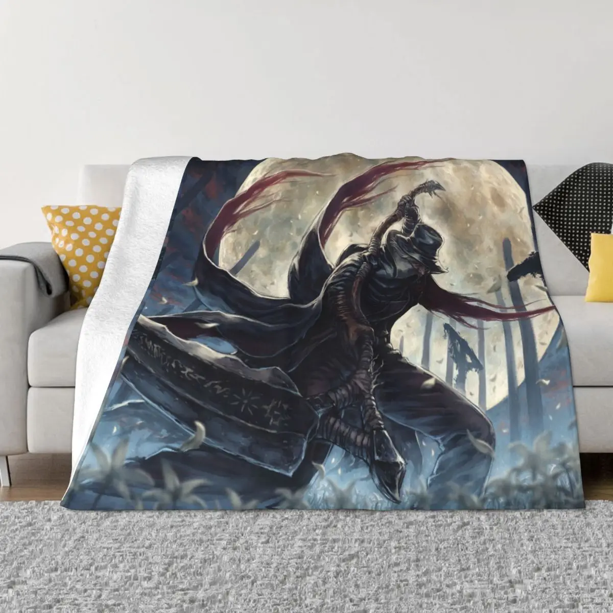 Bloodborne Blankets Fleece Textile Decor The Old Hunters Sickle Action Lightweight Throw Blanket for Bedding Couch Quilt