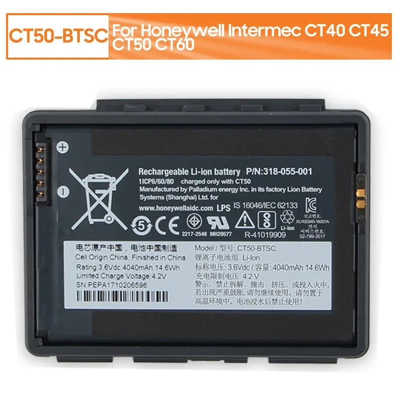 Replacement Battery CT50-BTSC For Honeywell Intermec CT40 CT45 CT50 CT60 4G/LTE 318-055-001 Rechargeable Battery 4040mAh