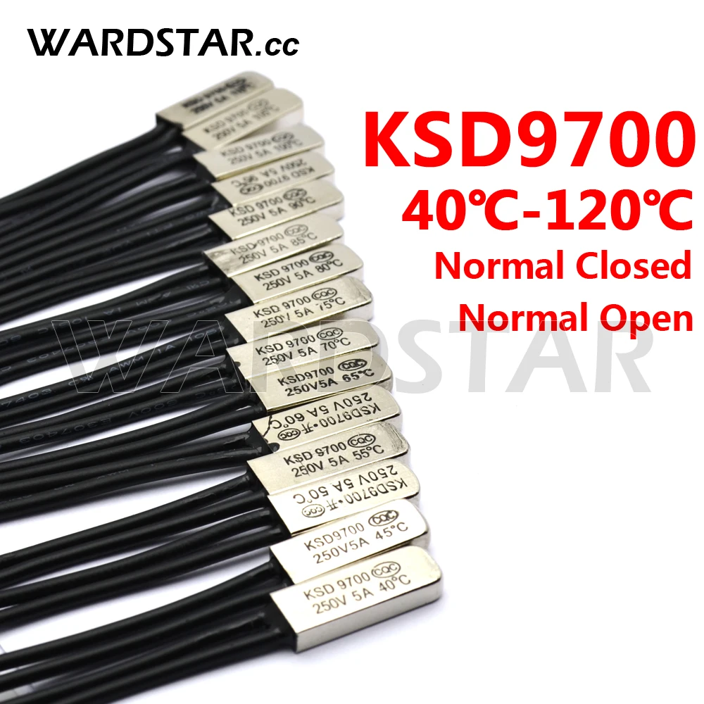 

KSD9700 5A250V 40-120 Degree Celsius Normally Closed Open Bimetal Disc Temperature Switch Thermostat Thermal Protector