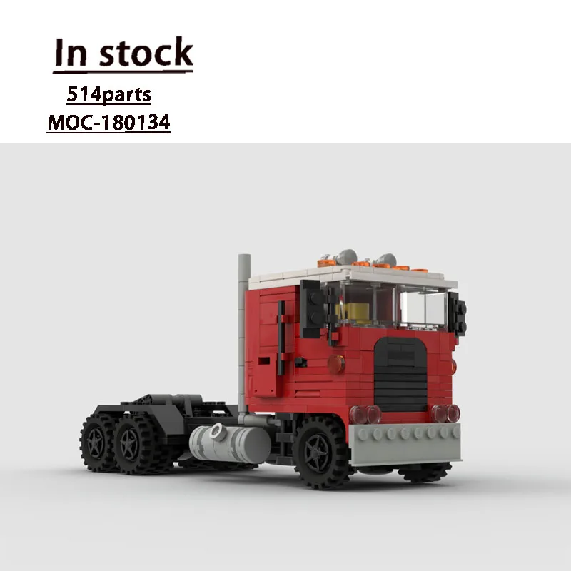 MOC-180134 Neues Flachnase-LKW-Bausteinmodell für Frachttransport, 514 Teile, Spielzeuggeschenk zum Geburtstag und Weihnachten für Jungen
