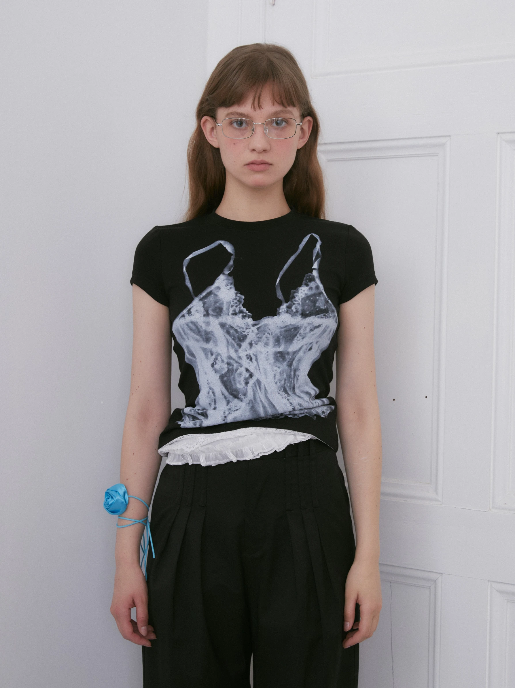 

Dorydory Original Design Lace Strap Printed ort Sve T-irt Women Summer Base irt Top Quali Cotton Polyester Blend