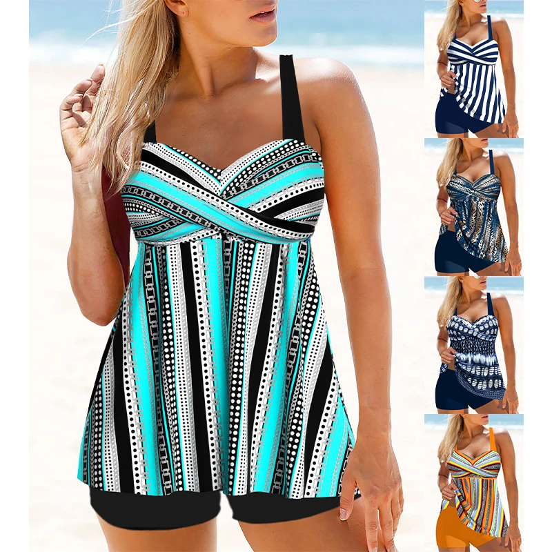 2023 Damenmode Monokini Bade bekleidung zweiteilige Strand Bade bekleidung Druck Tankinis Sommer Strand tragen Schwimmen neue Tankinis Set