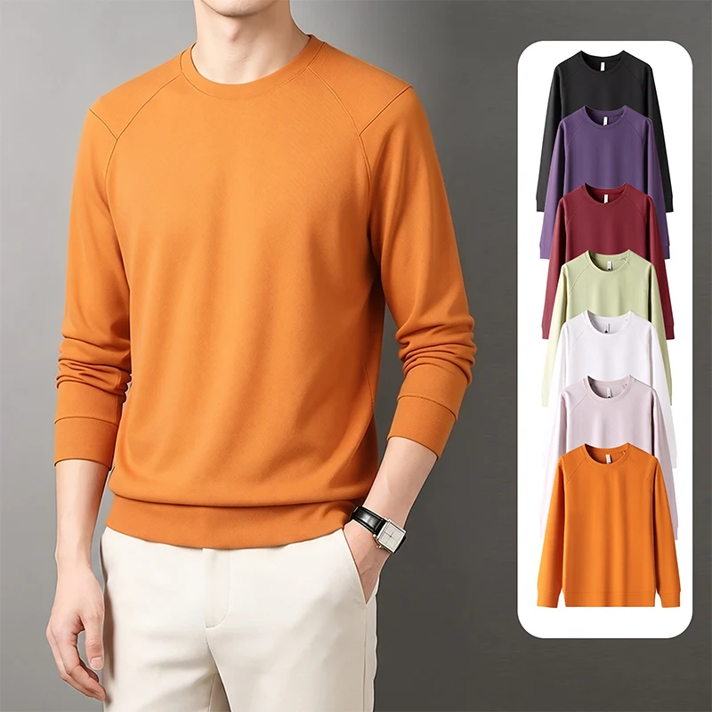 Men Women Waffle Knit Crewneck Sweatshirt Autumn Winter Skin-Friendly Thermal Base Layer Patchwork Casual Pullover Streetwear