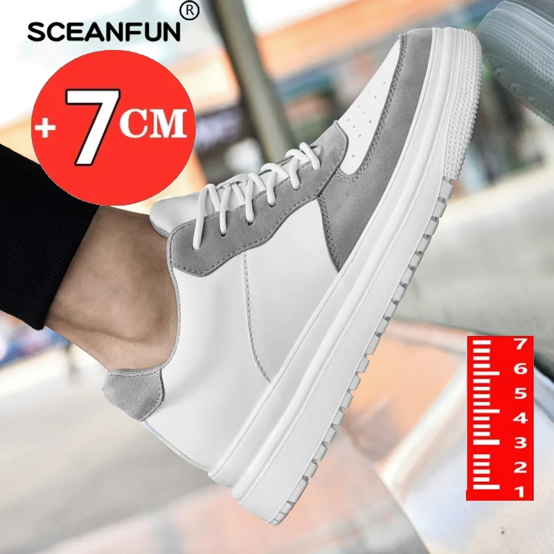 Increasing Men\'S Sneakers Elevator Shoes Inner Height Increasing 7CM Summer Tennis Men Sports Heighten Increased High Quality