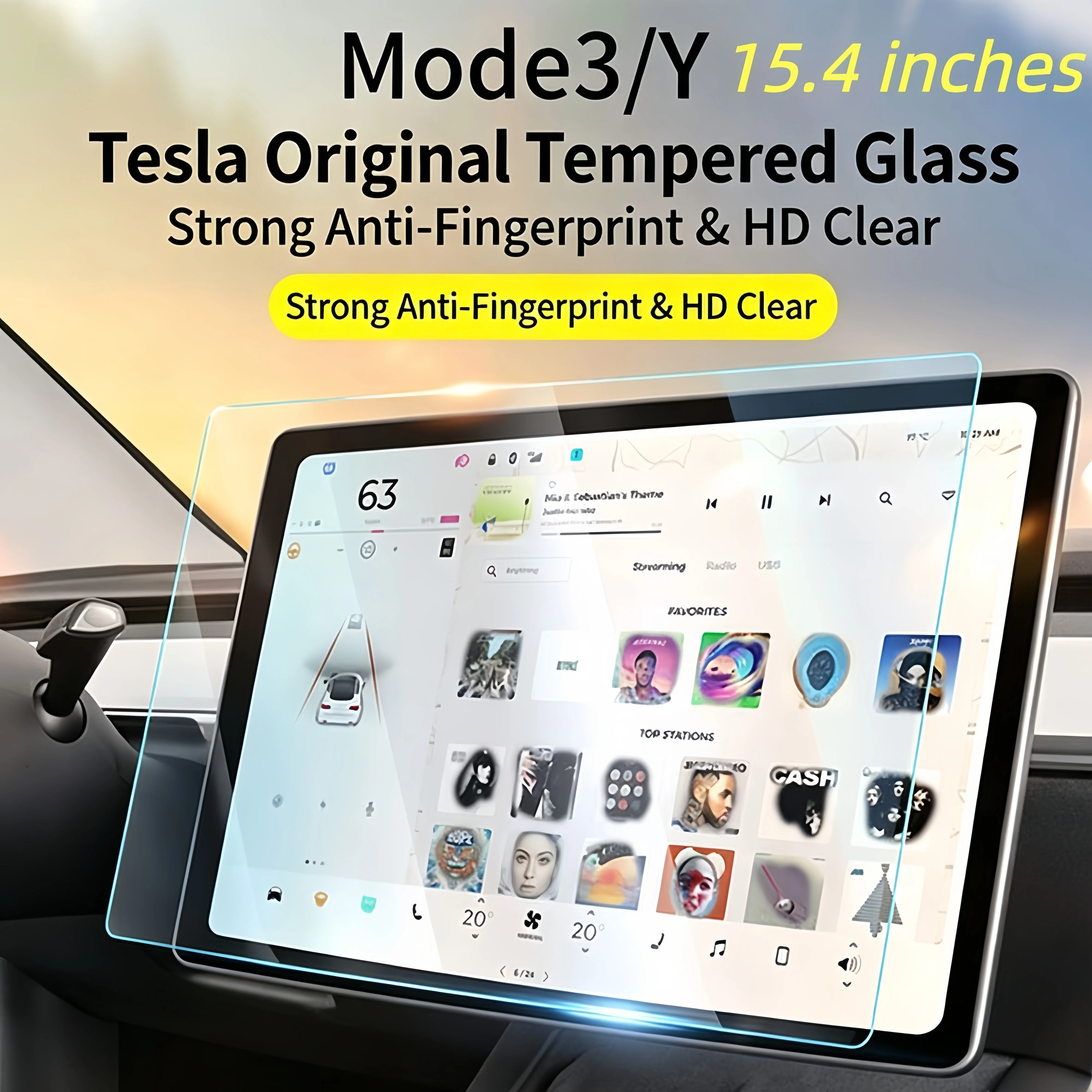 Suitable for Tesla Model 3/Y Central Control Tempered Film 15.4inch High-Definition Blue Light Micro-Matte Film 15.4inch