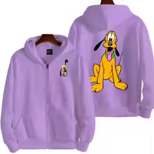 Pluto Men Cartoon Double Sided Zip Hoodie