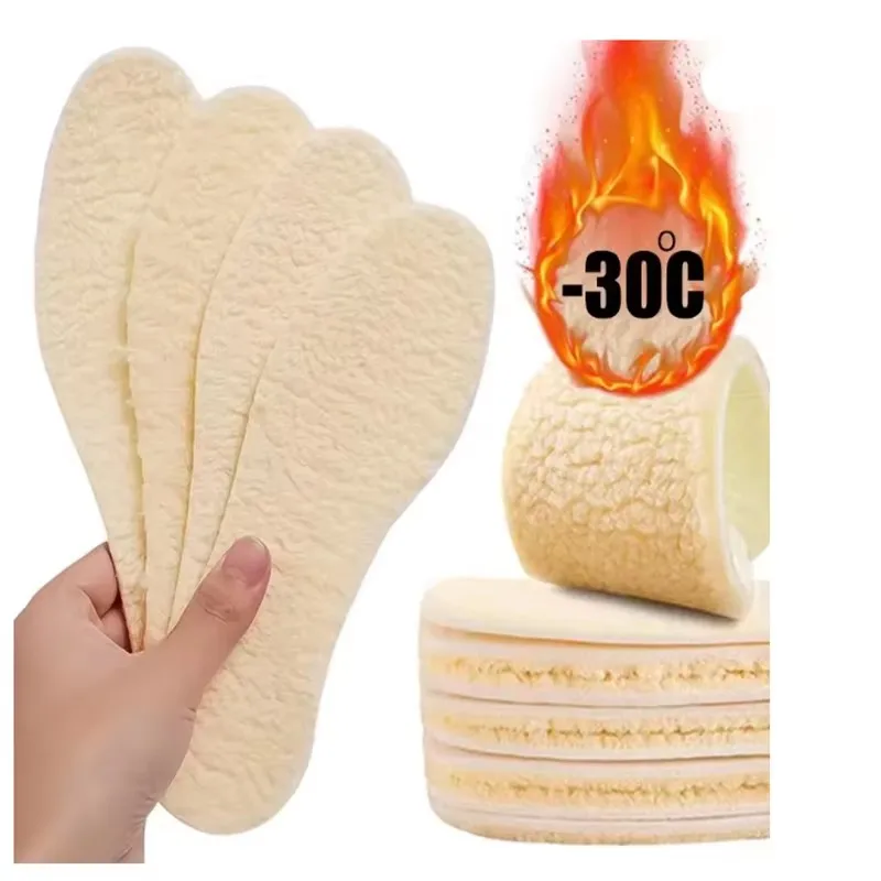 1/3/6Pairs Thicken Warm Insoles  Imitation Lamb Wool Cold-proof Insole Warm Men and Women Snow Boots Foot Pad Soft Tailorable