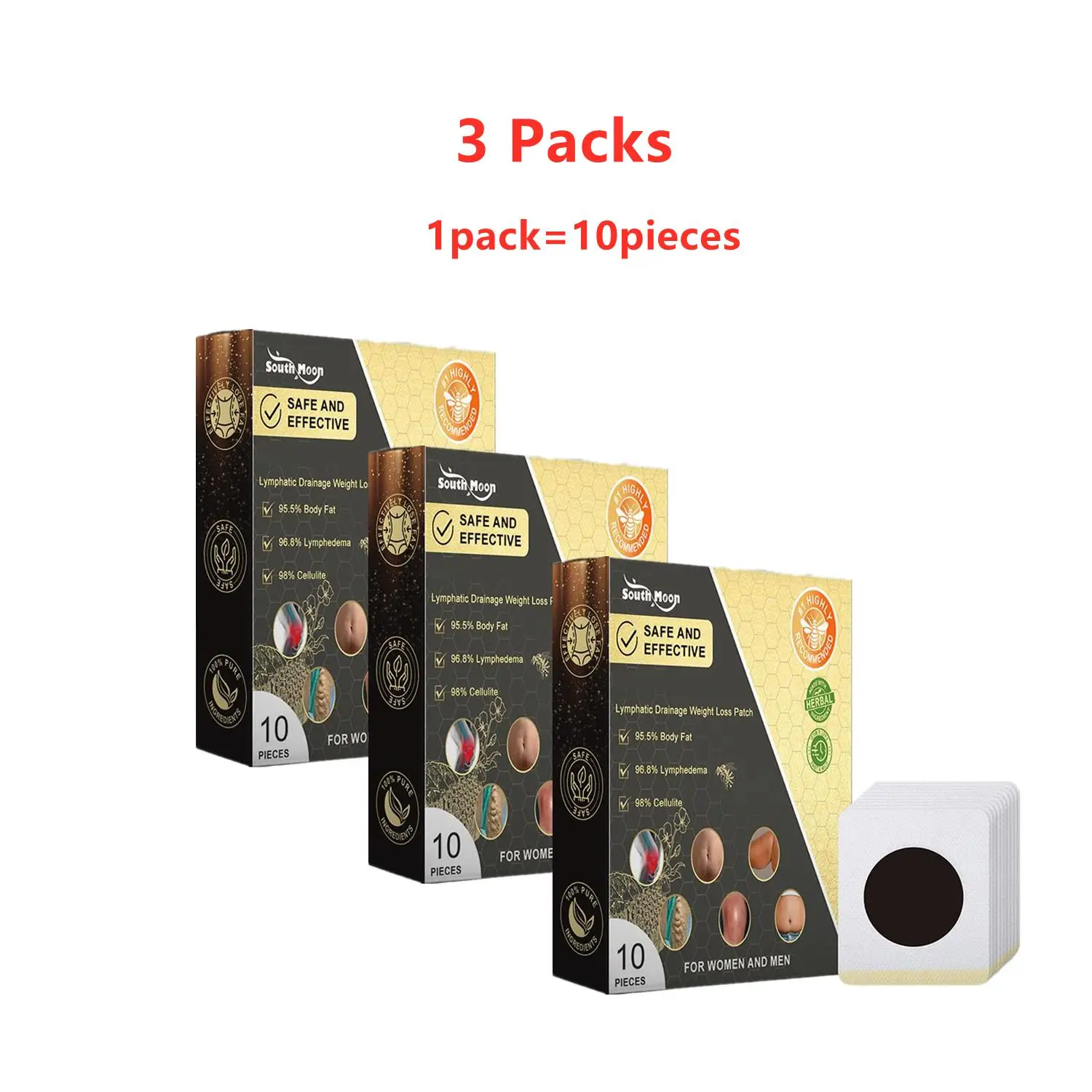 3 Packs Bee Patches Promote Circulation Weight Loss Belly Slimming Patch Relieve Stress for Lymphatic Detoxification