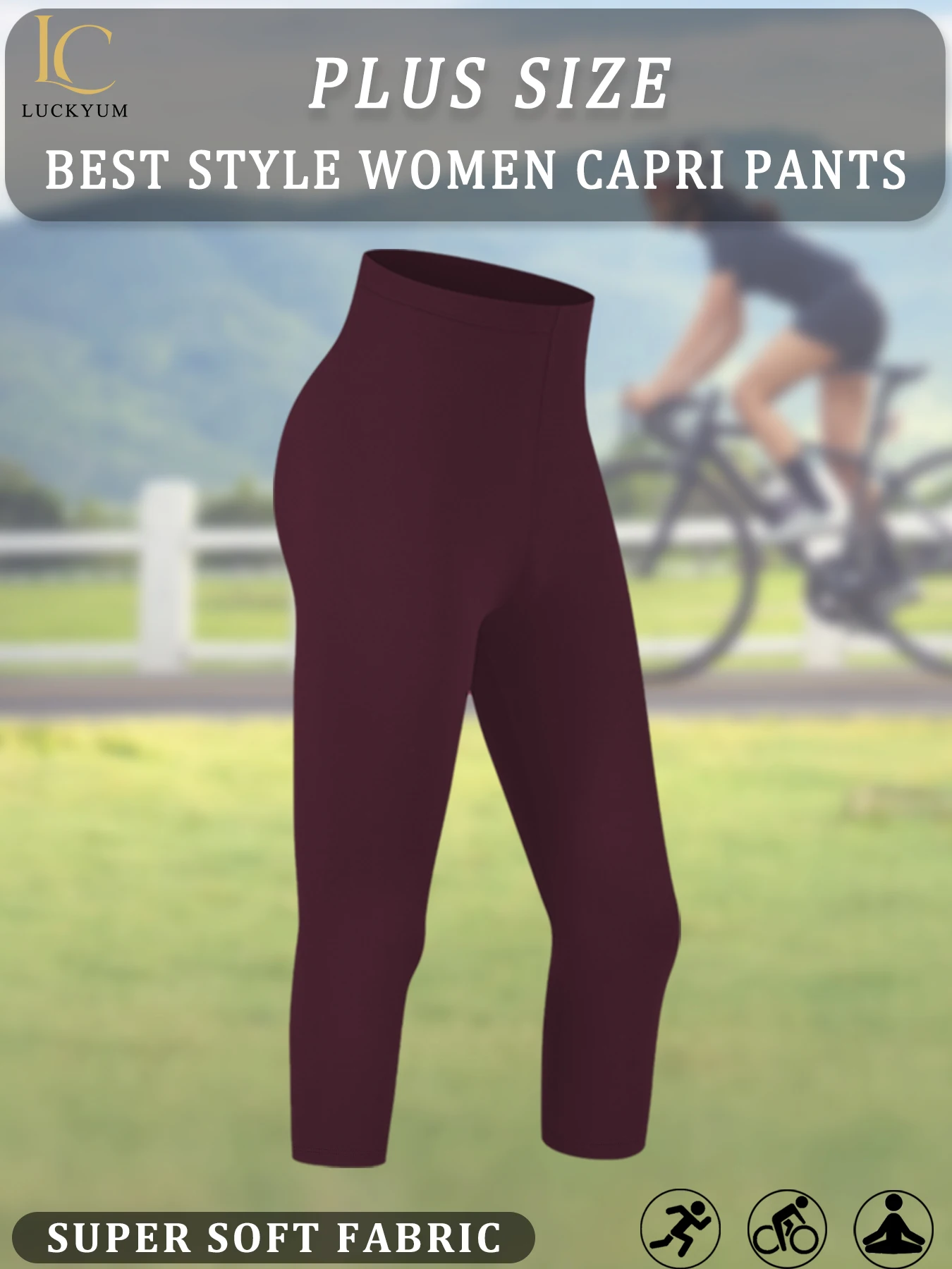 Calça capri super macia plus size para mulheres, sem transparência, treino, corrida, yoga, atlético, corrida