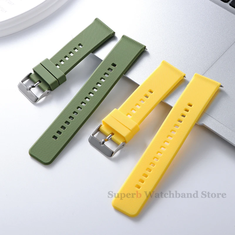 Pulseira de relógio de silicone para samsung galaxy3 4 5 pulseira de liberação rápida para huawei gt2/3 pulseira esportiva macia 18mm 19mm 20mm 21mm 22mm