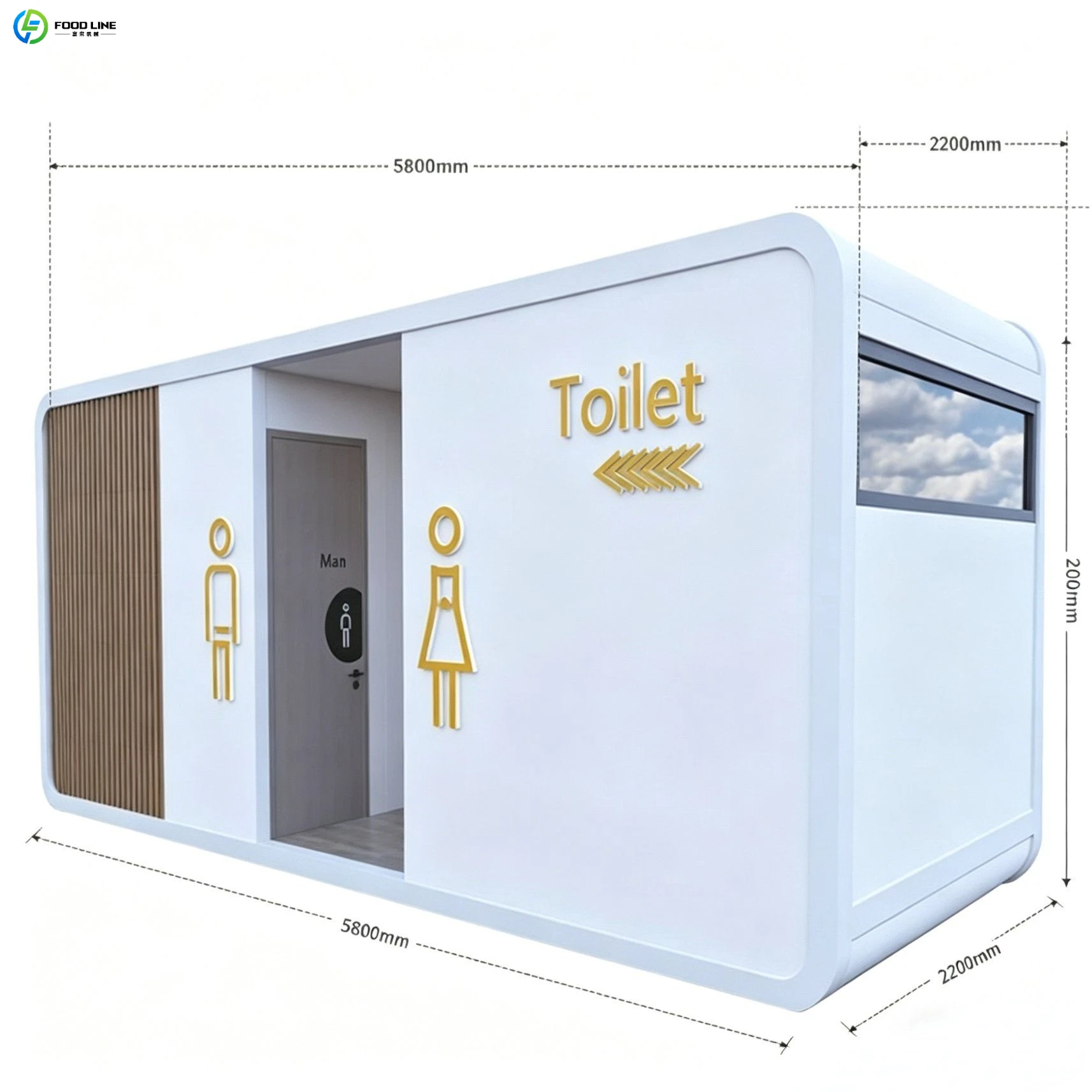 Portable Toilet, Self Contained Restroom Unit with Fully Sealed Tank for Locations Without Fixed Sewage Pipeline