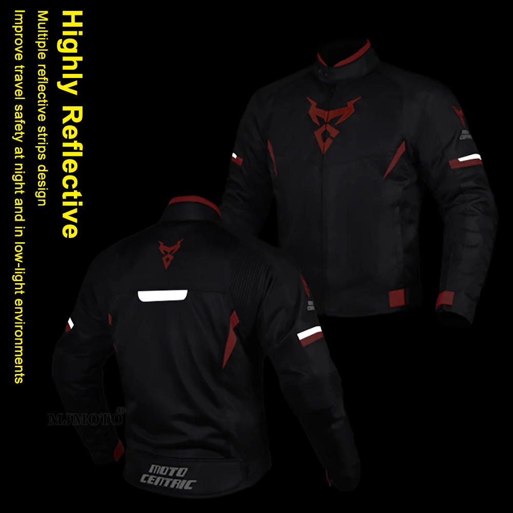 Motocentric Men Motorcycle Armor Jacket Coat Summer Male Motorbike Riding Reflective Anti-collision Moto Protective Gear Jacket