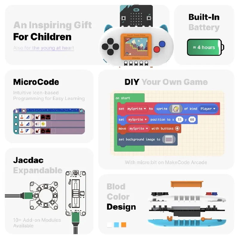 KittenBot Newbit Arcade Shield V2 Upgraded Expansion Board  for Micro:bit Programmable Gamepad with Stylish Case