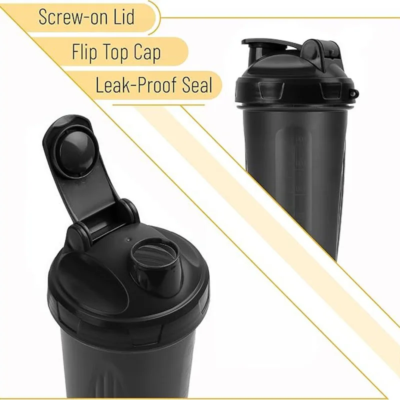 600ml Shaker Bottle 20 Oz Protein Shaker Bottle Portable Fitness Bottle for Outdoor Travel Fitness Enthusiast Athletes - view 6