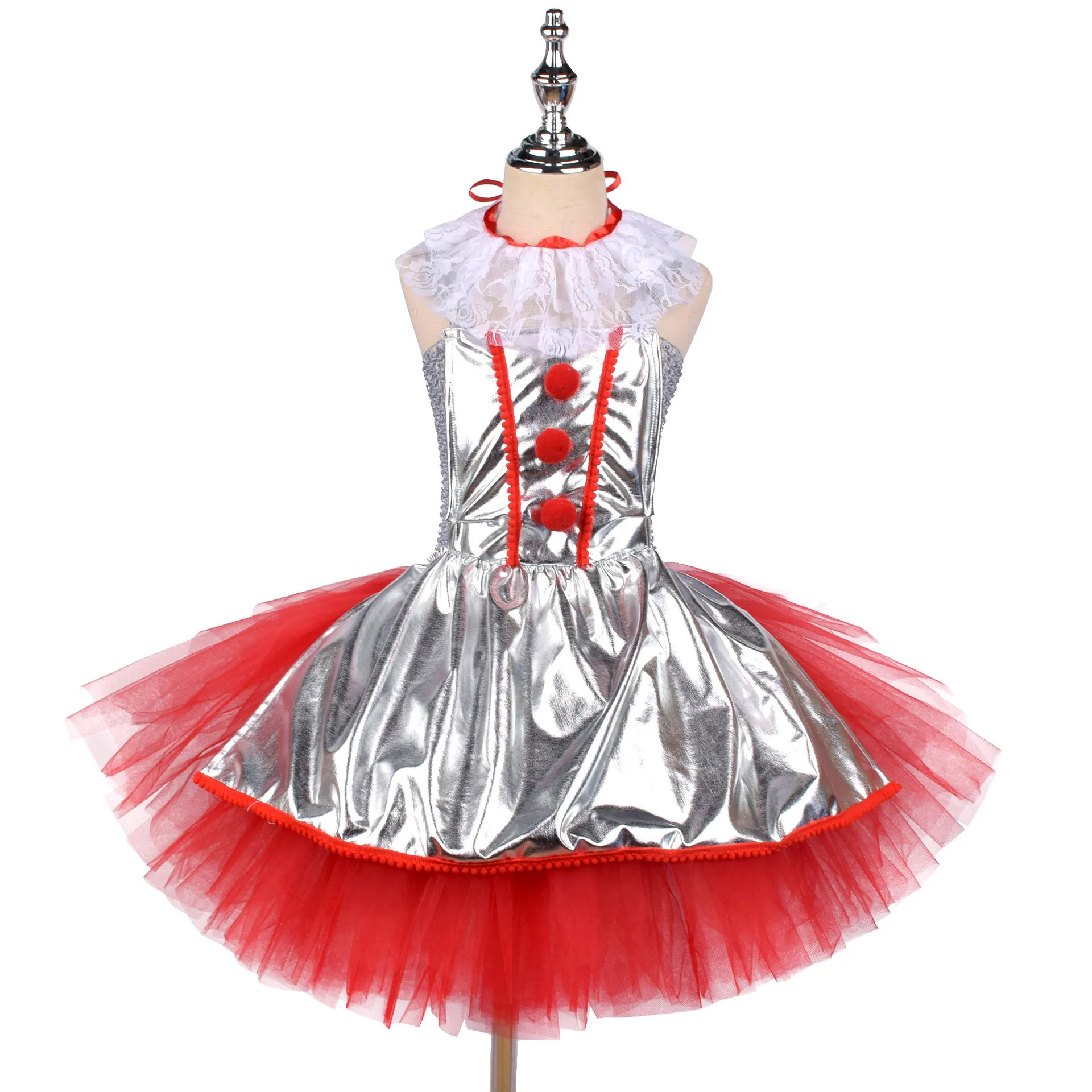 performance Animal Role Play clown Cosplay red bubble skirt Costume Outfit Funny Kid Halloween