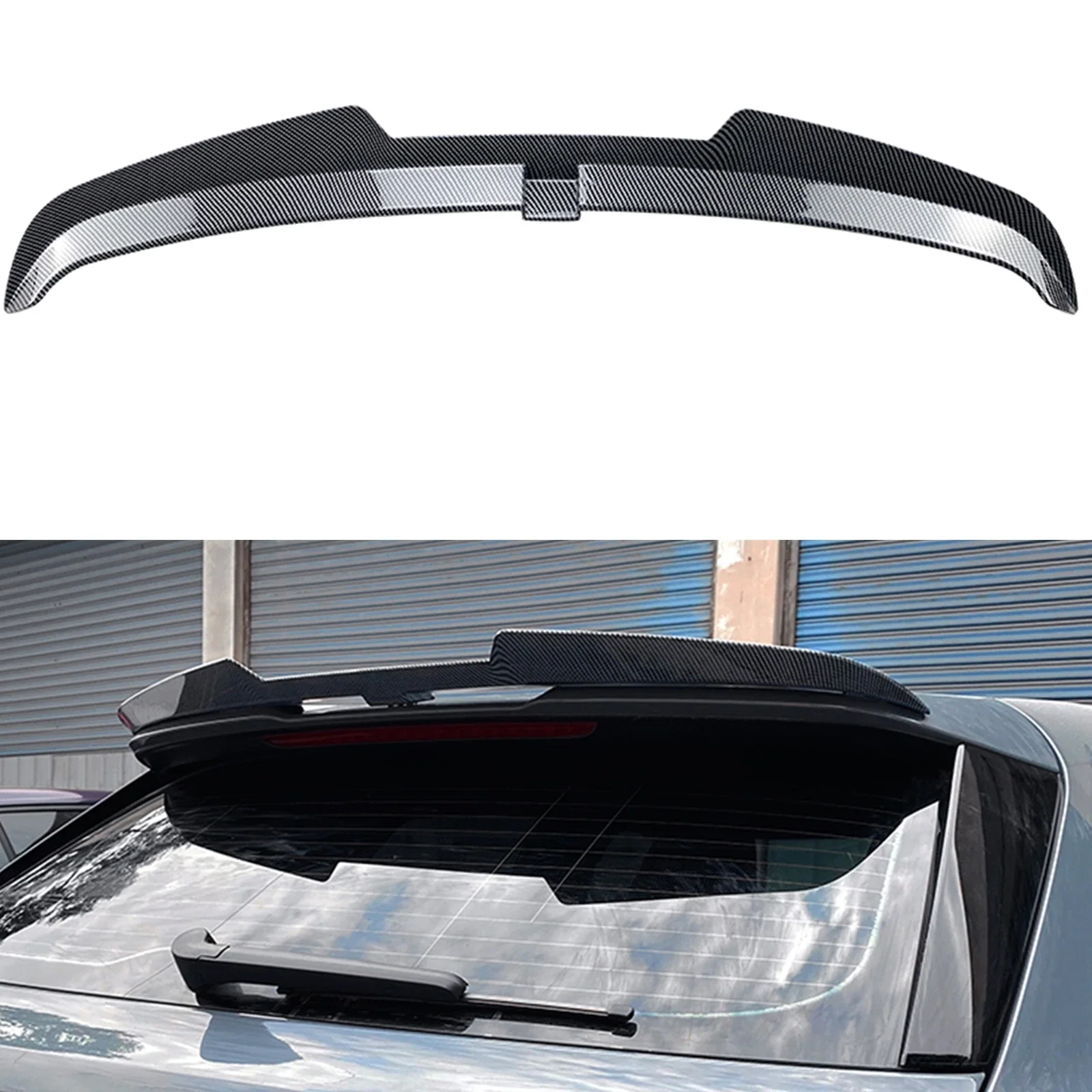 

New！ For Audi A3 8Y Sportback 2020-2022 Rear Roof Spoiler Wing Lip Carbon Fiber Look/Gloss Black Trunk Upper Window Cover Splitt