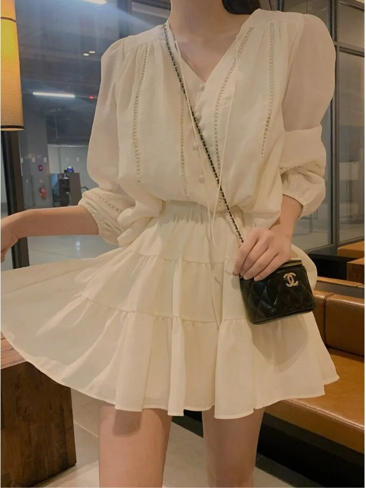 Style Women's Shirt And High Waist Skirt Set Autumn New Arrival Ageless Beautiful Korean Style Fashionable Outfit