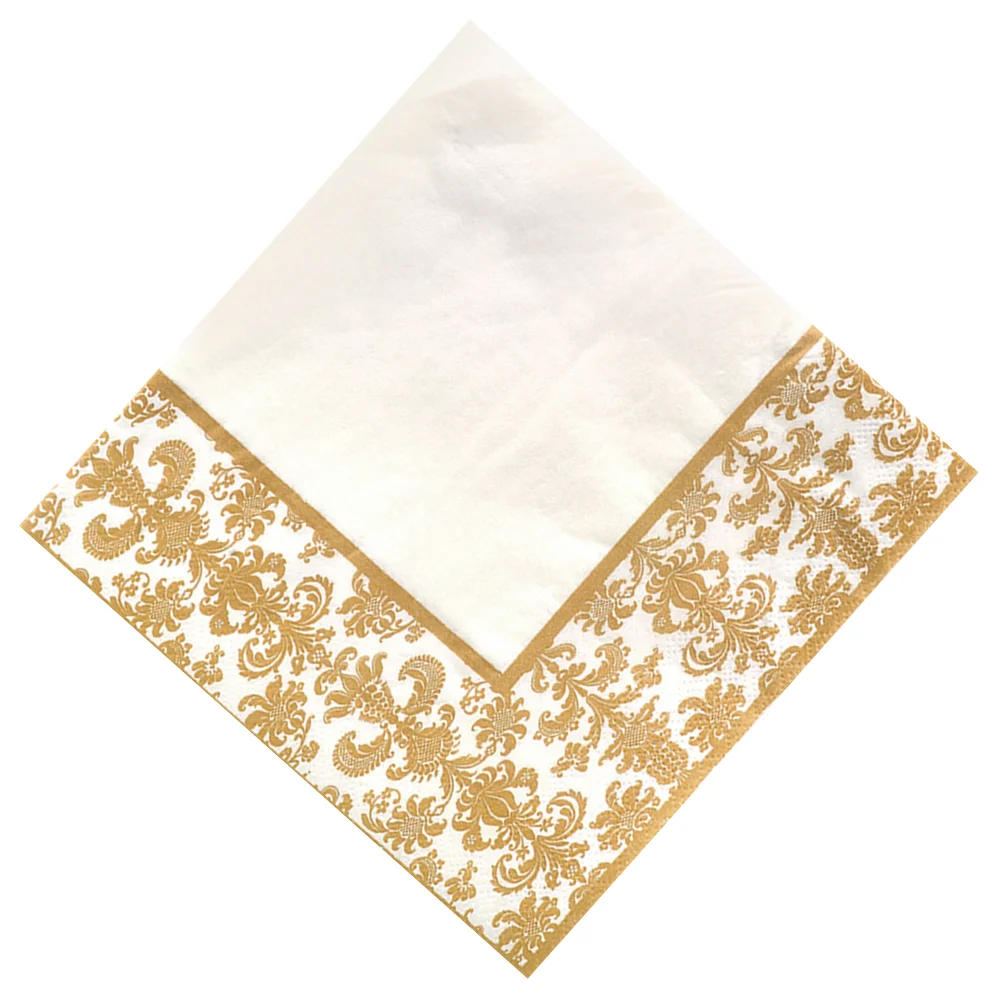 

Gold Printing Disposable Napkin Tissue Paper Printed Napking for Restaurant and Hotel (Golden + White) Towel Wedding