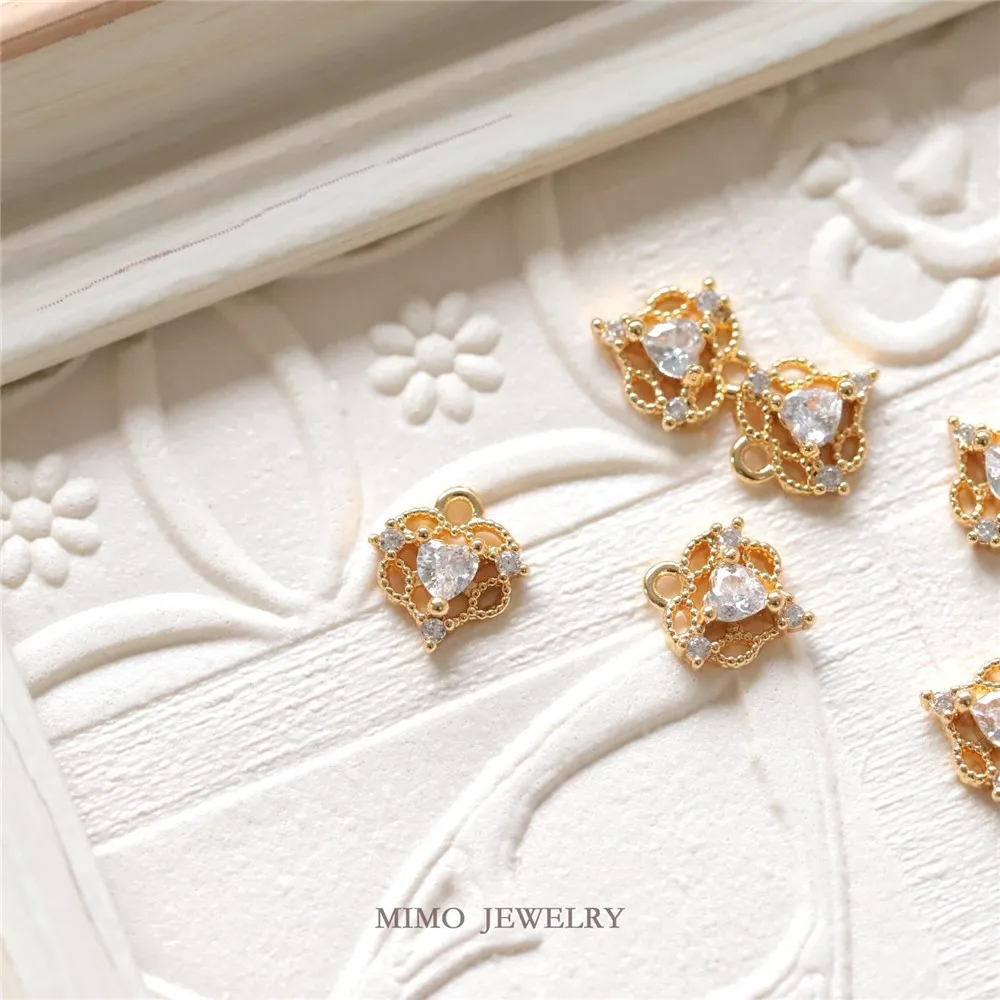 

2 шт. романтическая девушка мини полый кружевной кулон в форме сердца 8,7x8 мм с медным покрытием из настоящего золота DIY ювелирные аксессуары ручной работы