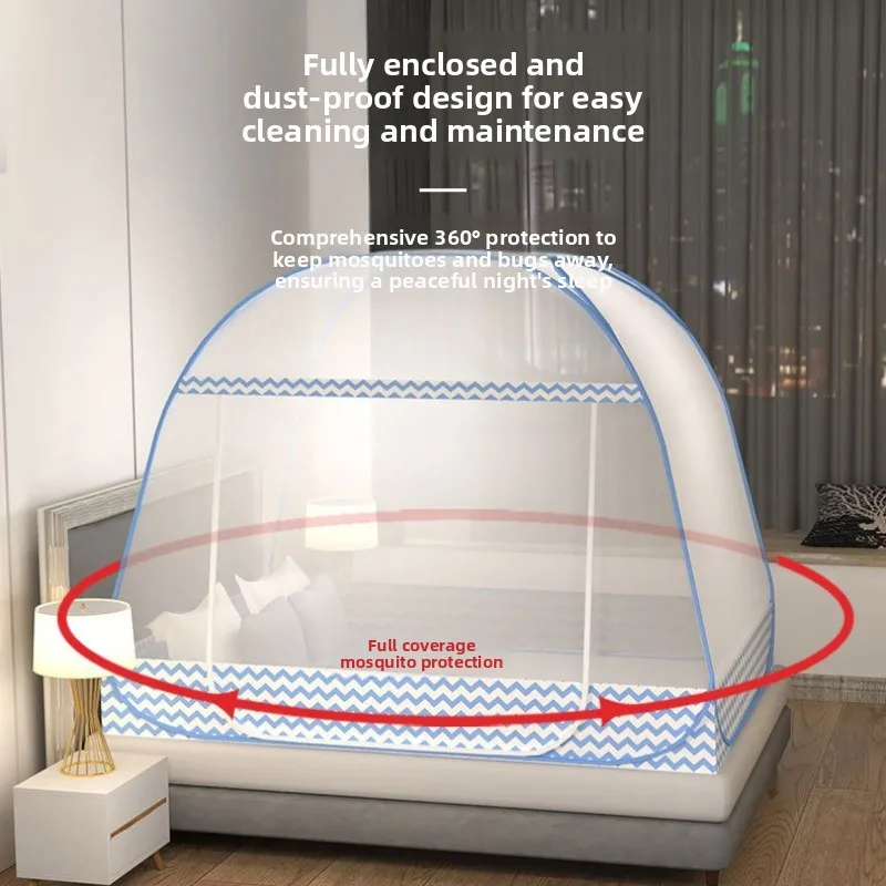 1pc No-Installation Mongolian Yurt Wire Mosquito Net,360° All-Round Mosquito Protection,Foldable Summer Tent Mosquito 모기장 특대형
