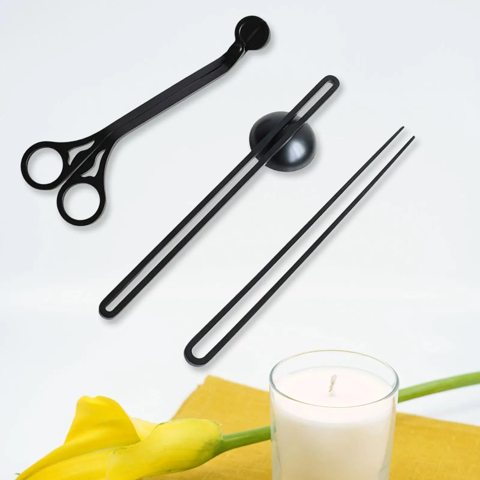 3 Pieces Candle Trimmer Cutter Candle Wick Trimmer Set Black Long Handle Gift Candle Wick Tweezers Candle Accessory Set