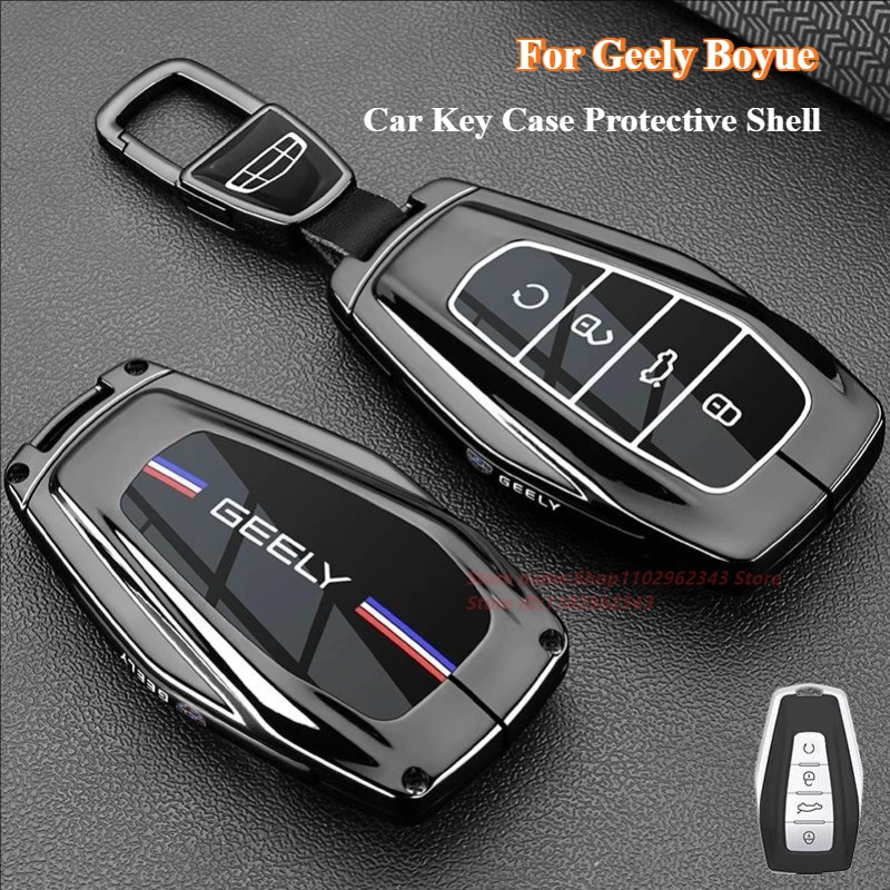 

For Geely Coolray Monjaro Emgrand Boyue Zinc Alloy Smart Remote Key Case Cover Protective Shell Bag Keychain Car Accessories