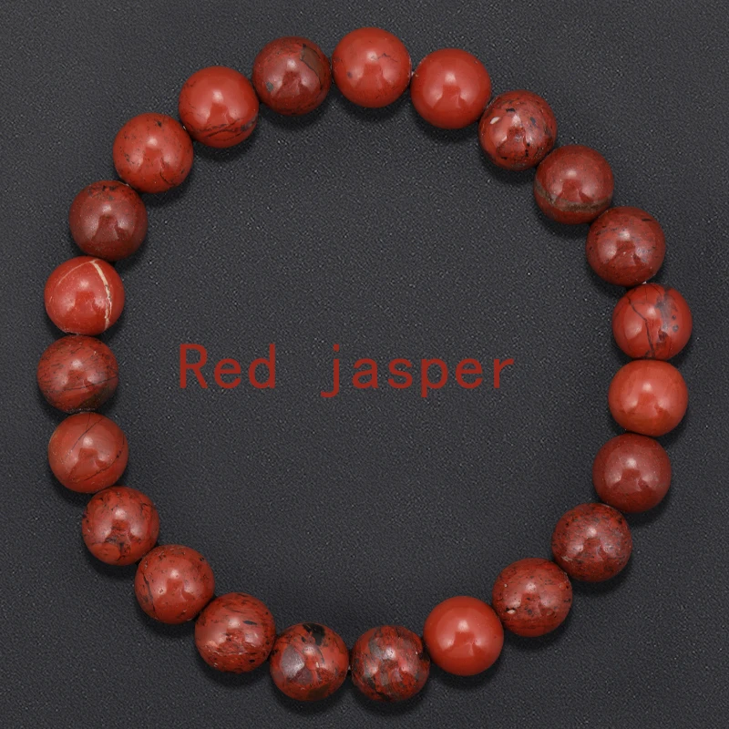 Natural Stone 4A Red Jasper Prayer Beaded Bracelets Women Men Rosary Bracelets Yoga Jewelry Gift -Red Earth