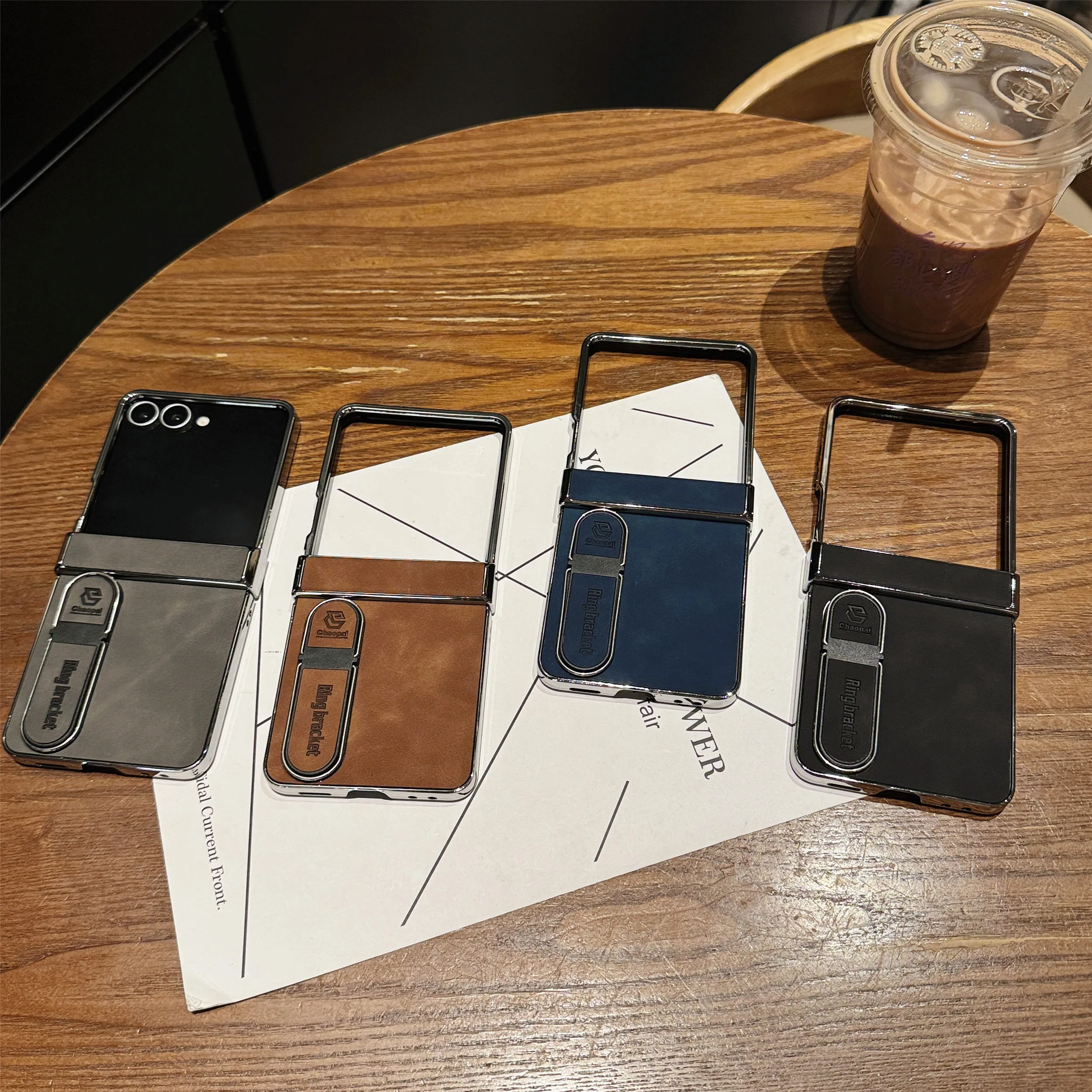 

Роскошный кожаный чехол для телефона Samsung Galaxy Z Fold 3 4 5 6 7 Z Flip 3 4 5 6 7 Комплект гальванической рамки Прочный чехол