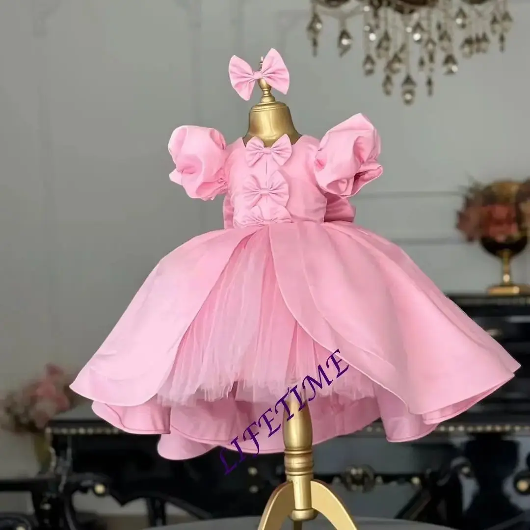 Full Sleeve Flower Girls Dresses with Satin Champagne Sequined Wedding Party Dresses 2024 Winter Zippper Back فلور فتاة اللباس