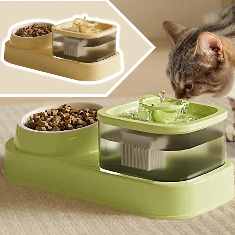 Pets Water Fountain Auto Filter USB Electric Mute Cat Drinker Bowl Pet Feeder 2-in-1 Recirculate Filtring Drinker for Cats Water