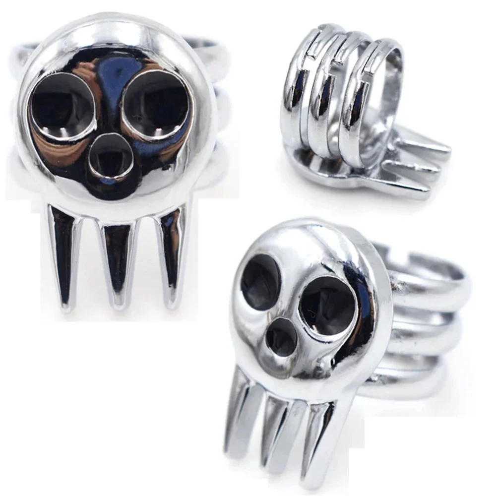 Anime Soul Eater Ring Death the Kid Skull Cosplay Props Metal Adjustable Rings Jewelry Accessories